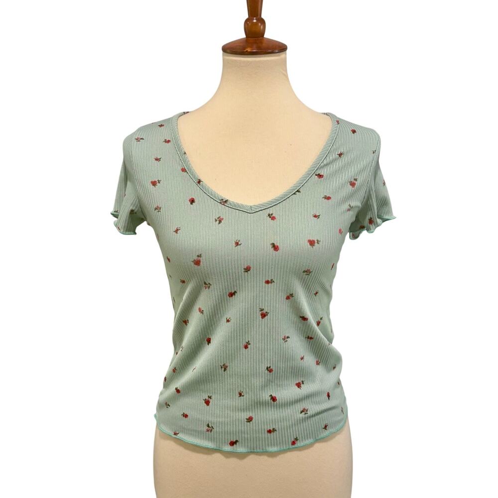 Livi by Olivia Rae Blue Floral Crop Top grunge blossom 90s summer ditsy, size S